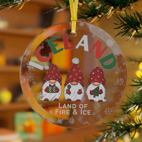 Iceland Ornament Christmas Gifts | Travel Souvenir Ornaments Travelers Gift | Three Icelandic Garden Gnome Trolls Keepsake Suncatcher