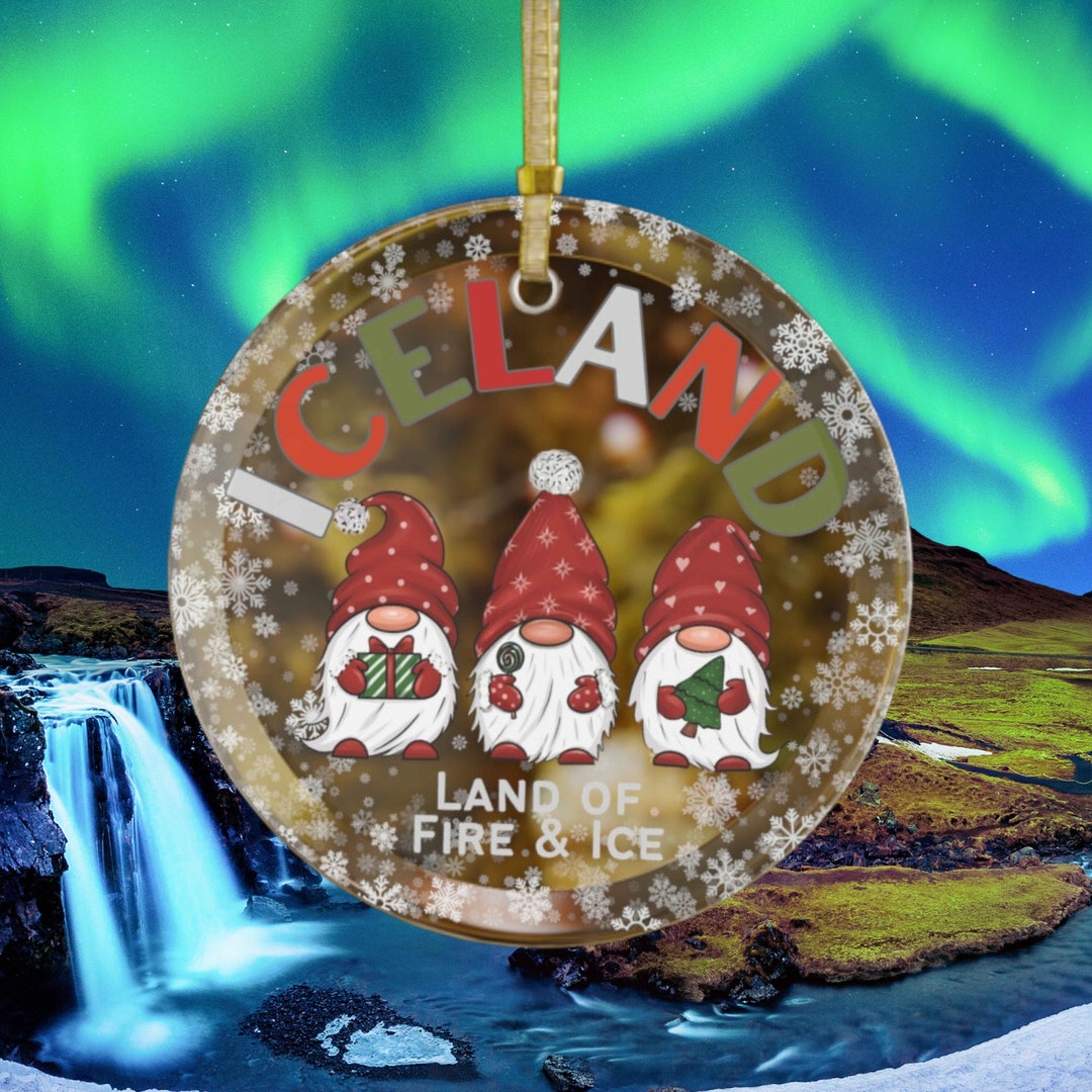 Iceland Ornament Christmas Ornaments in Glass Travel Ornament as a Gift
