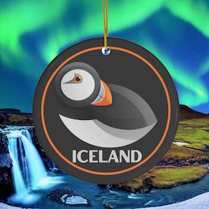 Iceland Christmas Ornament Puffin Bird FREE Ship | Cute Gifts Travel Trip Holiday Ornaments | Puffins Keepsake Souvenir Gift for Birders