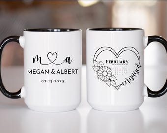 Custom Couples Mug – Engaged or Married, Romantic Gift, Couples Initials Mugs