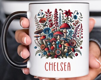Personalized Mushroom Mug – Cottagecore Forest Coffee Cup