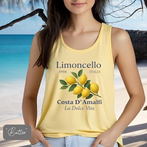 Limoncello Italy Tank Top, Unisex Summer Shirt, Lemon Graphic Tee, La Dolce Vita Apparel, Vacation Outfits, Casual Wear