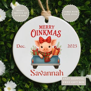 Personalized Pig Christmas Ornament: Funny Farm Animal Keepsake