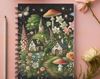 Carnet Champignons Fairy Village : Journal Cottagecore, Forêt enchantée