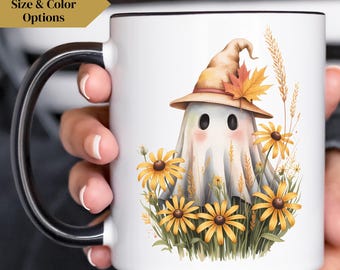 Cottagecore Ghost Coffee Mug: Spooky Witchy Halloween Cup