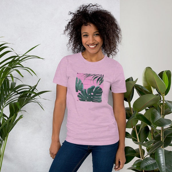 Pink Rainforest Unisex Short Sleeved shirt, Tropical Shirt, Vacation Shirt, Going Out Shirt, Everyday Shirt, Shirt for Men, Shirt for Women