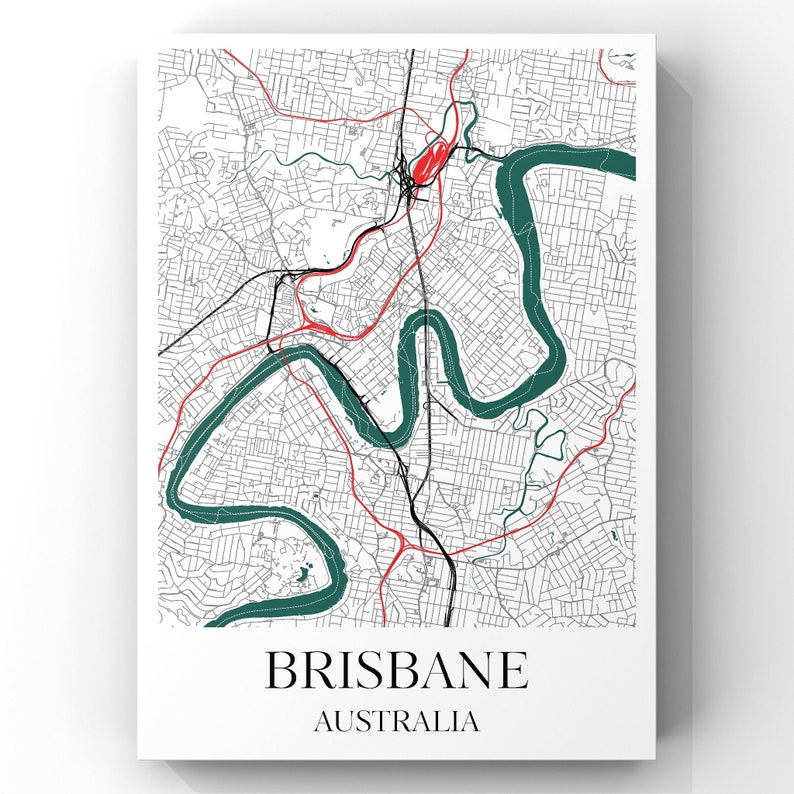 Brisbane Map Poster Etsy Australia