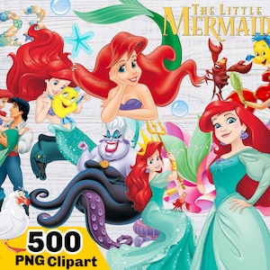 La petite sirène PNG, la petite sirène Clipart Bundle, téléchargement numérique instantané Ariel PNG, de gâteau chemise Ariel, anniversaire de princesse