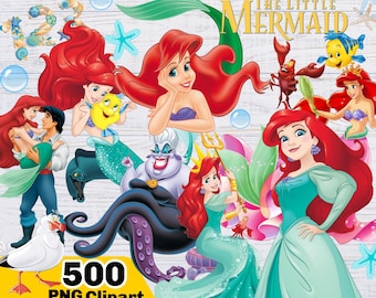 Kleine zeemeermin png, kleine zeemeermin clipartbundel, Ariel png instant digitale download, Ariel shirt taarttopper, prinses verjaardag