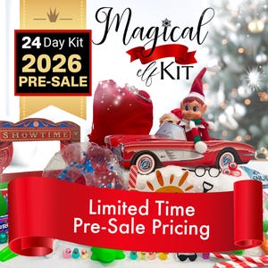 Kit de duende de 24 días, kit de actividades navideñas para duendes, accesorios para duendes, escenas mágicas para niños y duendes, ideas preplanificadas para duendes, letras personalizadas