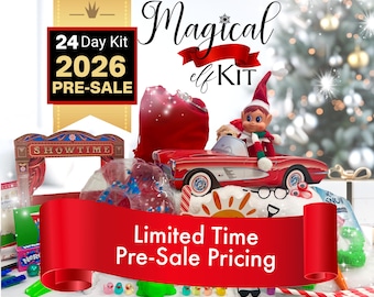 24 Tage Elfen Kit, Weihnachtselfen Aktivitäten Kit, Elfen Requisiten, Magische Szenen für Kinder & Elfen, Vorgeplante Elfen Ideen, personalisierte Briefe