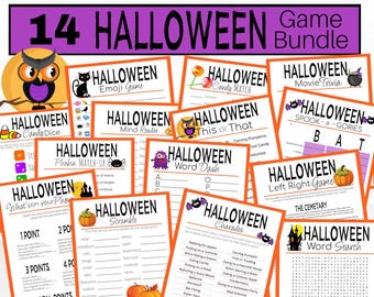 Halloween Game Bundle, Halloween Printable Games, Halloween Family Games, Halloween Trivia, Halloween Games for Kids and Adults