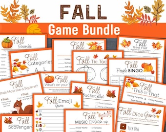 Fall Game Bundle, Fall Printable Games, Fall Family Games, Fall Trivia, Autumn Games for Kids and Adults