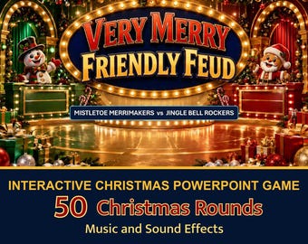 Christmas Friendly Feud Game, PowerPoint Interactive Party Game for Family Holiday Game, Office Party, Group Game with 50 Rounds