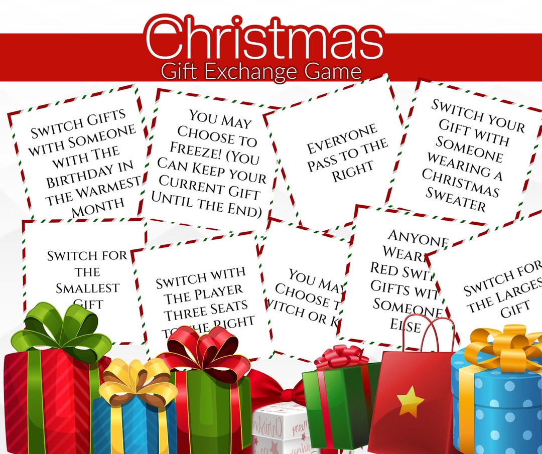 Christmas Gift Exchange Game Christmas Printable Game White - Etsy