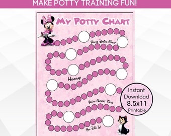 Minnie Potty Training Chart, Printable Minnie Mouse Potty training chart, Potty Training Tips instant download, Reward chart