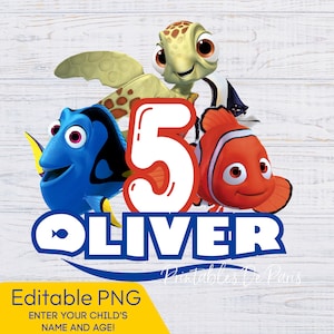EDYTOWALNY Nemo PNG, Nemo Dory Urodziny png, Gdzie jest Nemo Clipart Cyfrowe Pobieranie, Nemo png na koszulkę, ozdobę na tort, urodziny