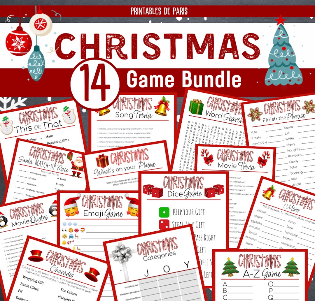 Christmas Game Bundle, Christmas Party Printable Game, Christmas Party