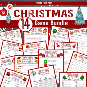 Weihnachtsspiel-Bundle, Weihnachtsfeier druckbares Spiel, Weihnachtsfeier Familienspiel, Weihnachtstrivia, Weihnachtsspiel für Kinder und Erwachsene