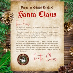 Carta editable de Santa, Certificado de lista de Santa Niza, Carta de Navidad de Santa, Carta de Santa imprimible, Plantilla de Santa
