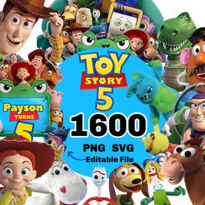 Toy Story 5 PNG, Toy Story 5 Clipart Bundle, Editable Toy Story Buzz Woody new characters, Toy Story 5 Birthday files for shirt cake topper