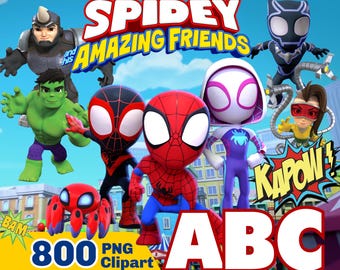 Spidey PNG, Spidey and his Amazing Friends Clipart Bundle, Spidey PNG Instant Digital Download, Superhero shirt, cake topper, birthday