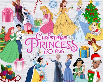 Kerstprinses 60 PNG-bundel Instant Digitale Download Inclusief Belle Aurora Ariel Assepoester Jasmijn Frozen Elsa Anna Sneeuwwitje & meer