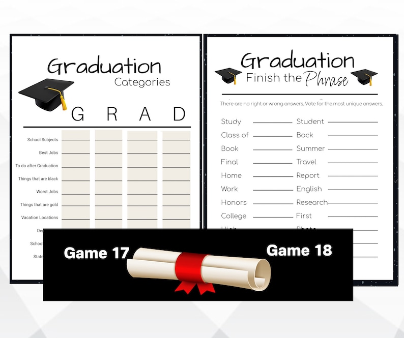 Printable Graduation Party Games with Answer Sheets, 2024 Graduation Party Game Bundle, Printable Graduation Game Bundle image 8