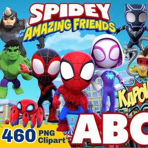 Spidey PNG, Spidey and his Amazing Friends Clipart Bundle, Spidey PNG Instant Digital Download, Superhero shirt, cake topper, birthday