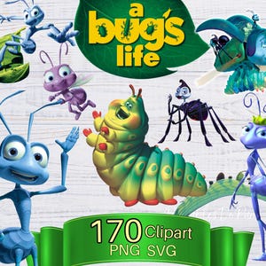 A Bug's Life PNG, A Bug's Life Clipart-paket, A Bug's Life SVG-paket för tröja, tårtdekoration, dekor och gör-det-själv-projekt