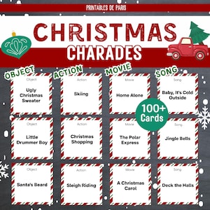 Weihnachtsscharades, Weihnachten Druckbares Spiel, Weihnachtsfeier Klassenzimmer Spiel, Weihnachtsfeier Spiel, Weihnachtsspiel für Kinder und Erwachsene