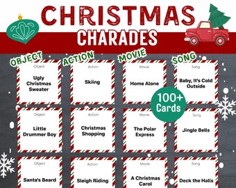 Christmas Charades, Christmas Printable Game, Christmas Party Classroom Game, Christmas Party Game, Christmas Game for Kids and Adults