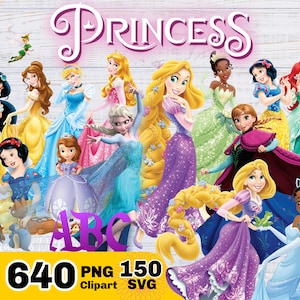 Princesse SVG Bundle, Princesse PNG, Princesse Clipart Bundle, Princesse svg Téléchargement numérique instantané, Chemise princesse, gâteau, anniversaire