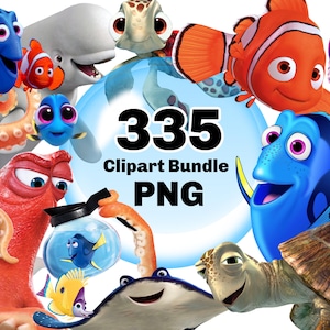 Nemo PNG, paquete de imágenes prediseñadas de Nemo y Dory, descarga digital instantánea de Buscando a Nemo PNG, adorno para tarta de camiseta de Nemo, cumpleaños