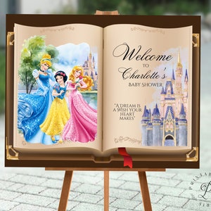 Princess Baby Shower Welcome Sign, Princess Baby Shower, Story Book ...