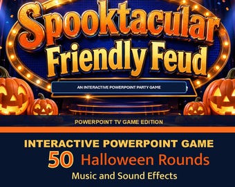 Halloween Friendly Feud Game, PowerPoint Interactive Party Games for Family, Friends, and Kids