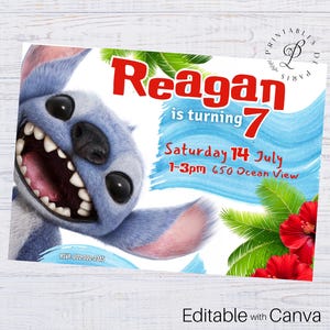 Stitch Birthday Invitation, Lilo and Stitch Birthday Invite, Editable Stitch Birthday Invitation, Stitch New Movie