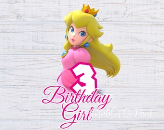 EDITABLE Princess Peach PNG, Mario Peach Birthday Girl png, Princess Peach Clipart, Princess Peach Birthday Girl shirt, girl cake topper