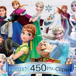 Frozen PNG, Frozen Clipart Bundle, Princess PNG Instant Digital Download, Elsa Olaf shirt cake topper, princess Frozen birthday