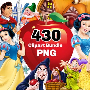 Snow White PNG, Snow White Clipart Bundle, Princess PNG Instant Digital Download, Snow White shirt cake topper, princess birthday