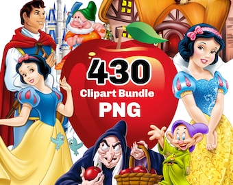 Snow White PNG, Snow White Clipart Bundle, Princess PNG Instant Digital Download, Snow White shirt cake topper, princess birthday
