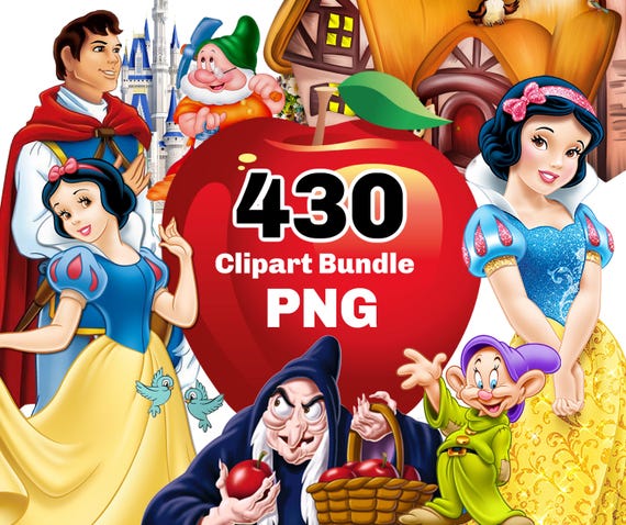 Snow White PNG, Snow White Clipart Bundle, Princess PNG Instant Digital Download, Snow White shirt cake topper, princess birthday