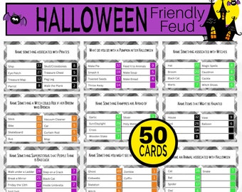 Jeu de querelle amicale d'Halloween, jeu de fête d'Halloween, jeu-questionnaire d'Halloween, jeu de querelle de famille d'Halloween à imprimer, jeu Halloween pour adolescents adultes