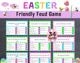 Easter Friendly Feud Game, Easter Party Game, Printable Easter Game, Printable Game Adults Teens Family, Easter Trivia