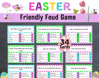 Easter Friendly Feud Game, Easter Party Game, Printable Easter Game, Printable Game Adults Teens Family, Easter Trivia
