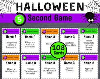 Halloween 5 Second Game, Halloween Party Game, Halloween Family Game, Printable Halloween 5 Second Game, Adult Teen Kid Game, Classroom Game