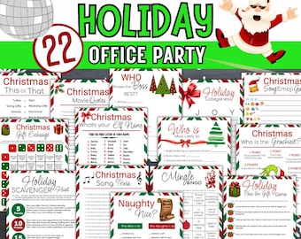 Juegos para fiestas de oficina, juegos imprimibles para fiestas de Navidad, juegos para adultos para fiestas de Navidad, paquete de juegos para fiestas de trabajo