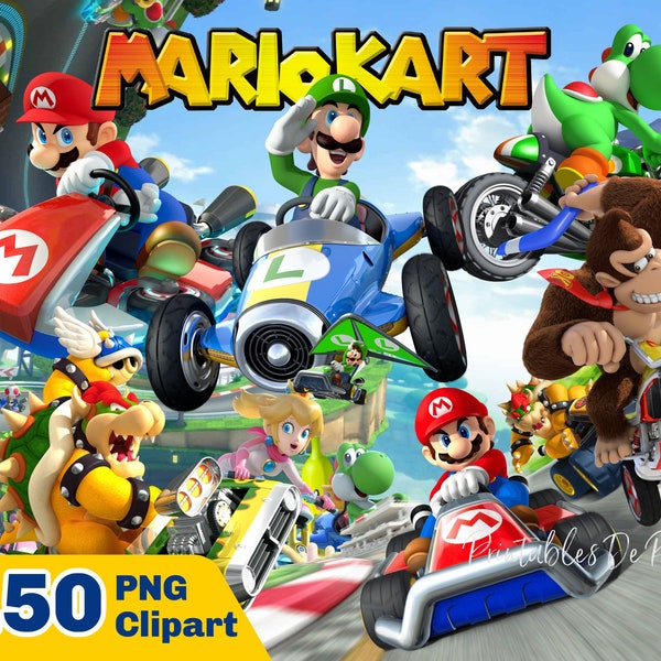 150 Mario Kart PNG, Mario Kart Clipart Bundle, Super Mario Bros PNG Instant Digital Download, Mario png for shirt, cake topper, birthday
