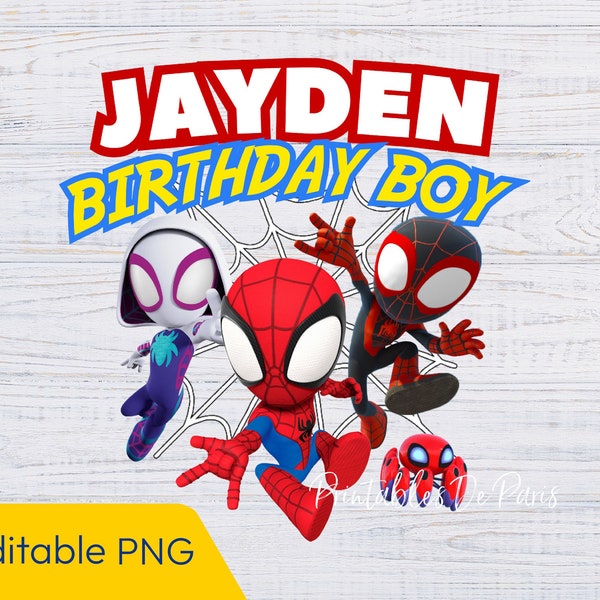 EDITABLE Spidey PNG, Spidey and his Amazing Friends Birthday png, Spidey Clipart, Spidey Birthday Boy shirt, cake topper, Spidey Birthday