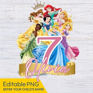 MODIFIABLE Princesse PNG, anniversaire princesse png, chemise fille anniversaire princesse, décoration de gâteau princesse, fête de princesse avec la belle au bois dormant